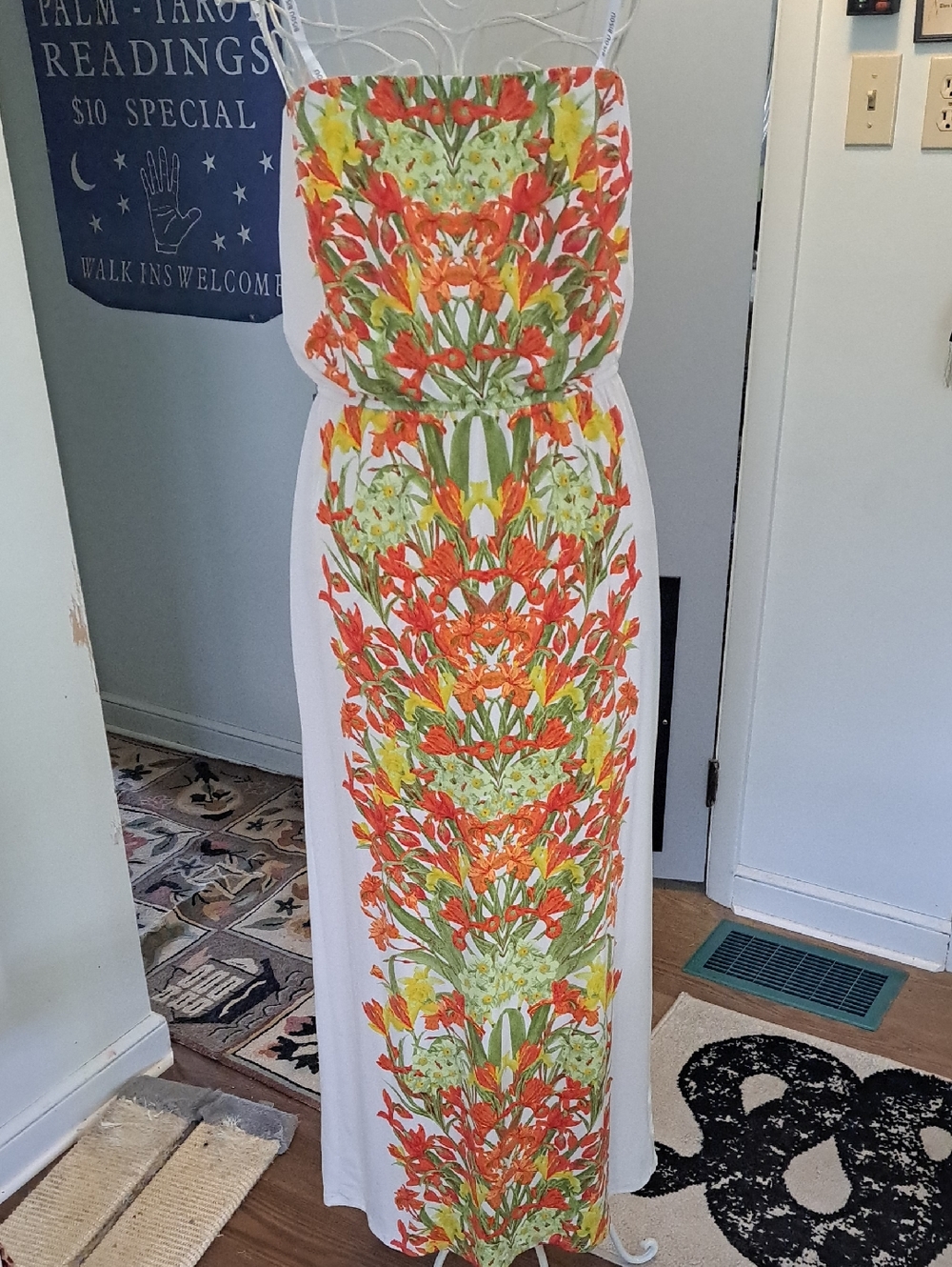 Vintage Bisou Bisou Strapless Floral Maxi Dress, Sz 6